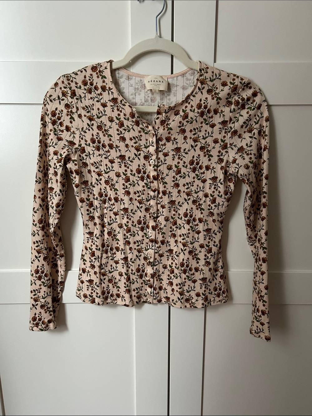 Sezane Lenie T-shirt - Miranda Beige Print - Picture 3 of 3